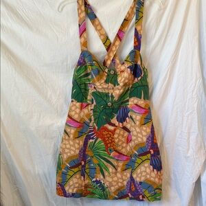 FARM Rio Tropical Toucan Print Linen Mini Dress Size Large
